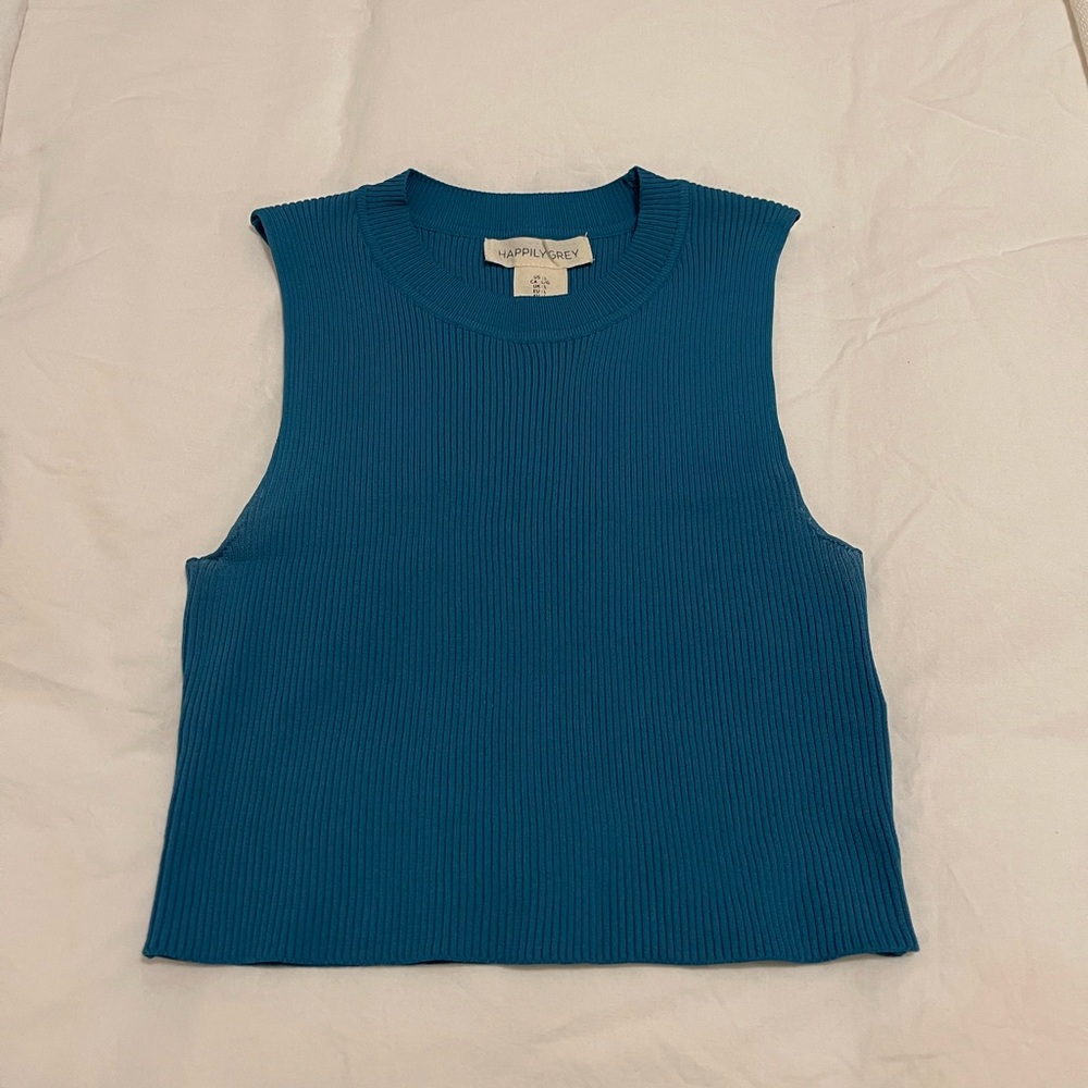 Women's Blue Sleeveless Top